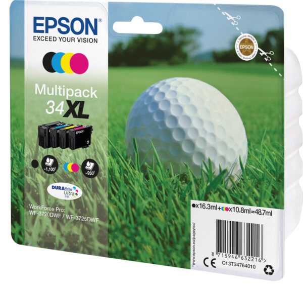 Epson inktcartridge 34XL, 950 pagina's, OEM C13T34764010, 4 kleuren - Afbeelding 2