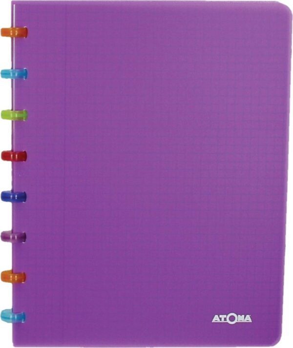 Atoma Tutti Frutti schrift, ft A5, 144 bladzijden, geruit 5 mm, transparant paars