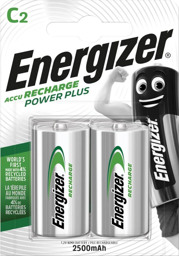 Energizer herlaadbare batterijen Power Plus C, blister van 2 stuks