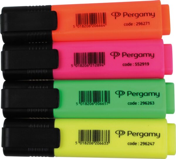 Pergamy markeerstift, etui van 4 stuks: oranje, groen, roze en geel - Afbeelding 2