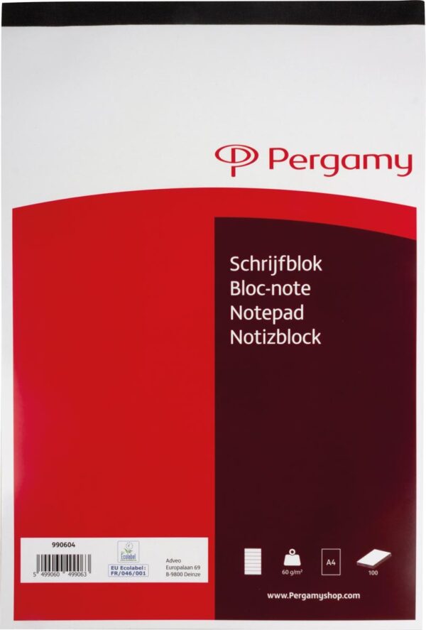 Pergamy schrijfblok, 60 g/m², ft A4, 100 vel, gelijnd - Afbeelding 2