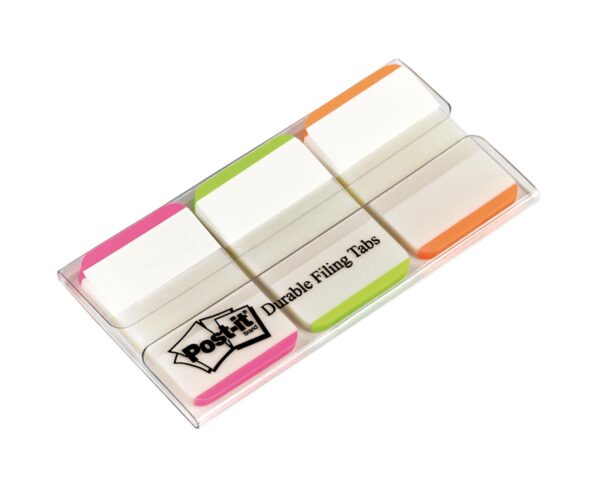 Post-it Index Strong, ft 25,4 x 38 mm, wit met gekleurde rand, 3 kleuren, 22 tabs per kleur