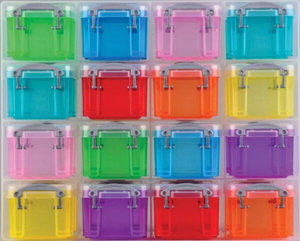 Really Useful Box transparante muurkubus met 16 gekleurde opbergdozen van 0,14 liter - Afbeelding 2